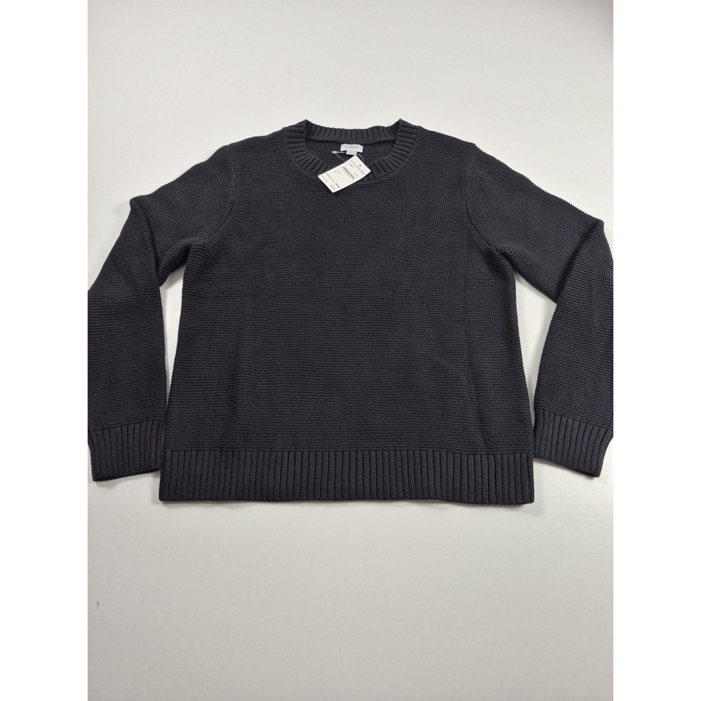 J Crew Sweater Mens Large Black Cotton Polyamide Wool Crewneck Pullover H3528